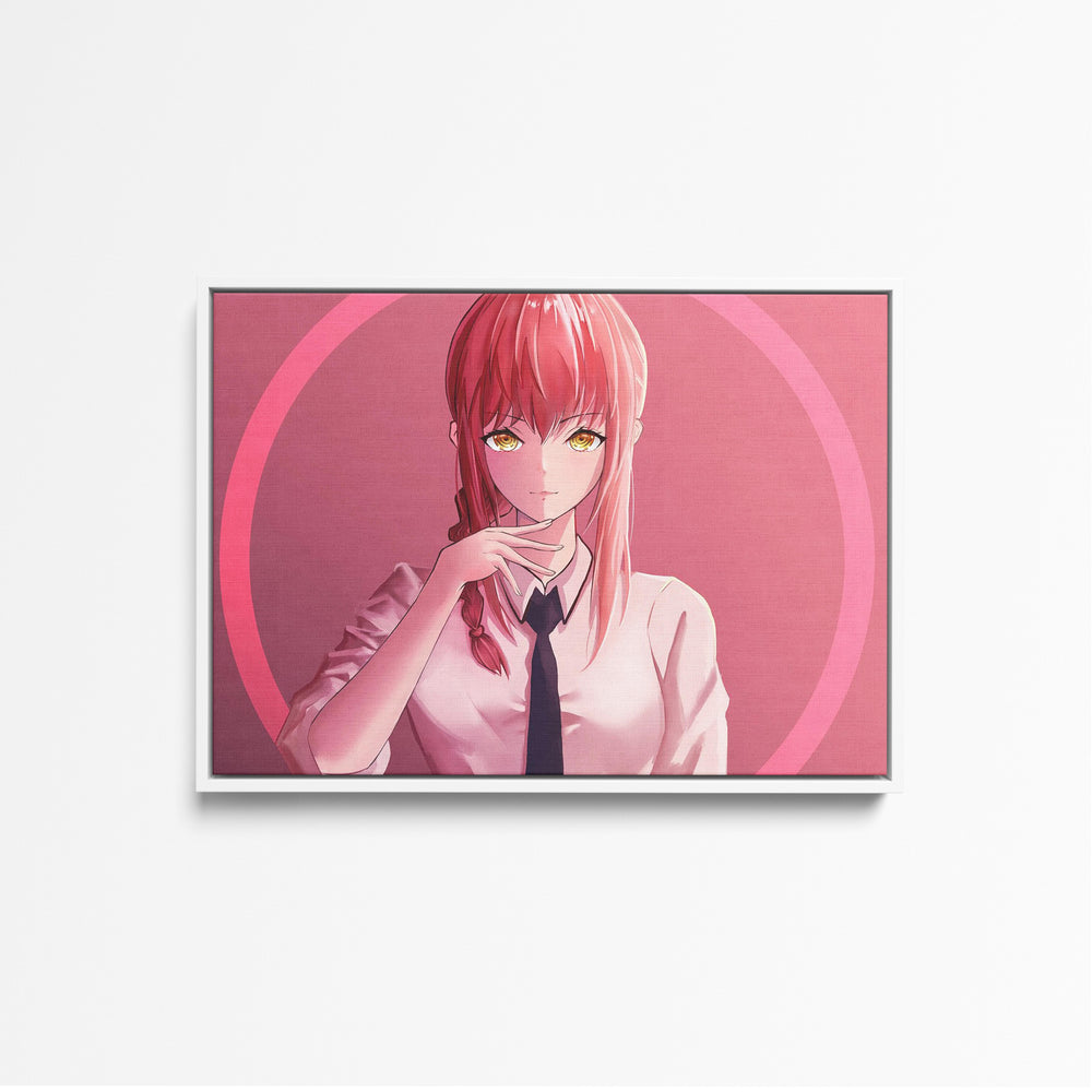 Tableau Chainsaw Man Femme Cercle Rose