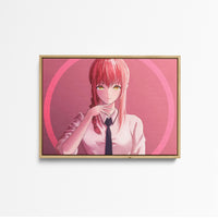 Tableau Chainsaw Man Femme Cercle Rose