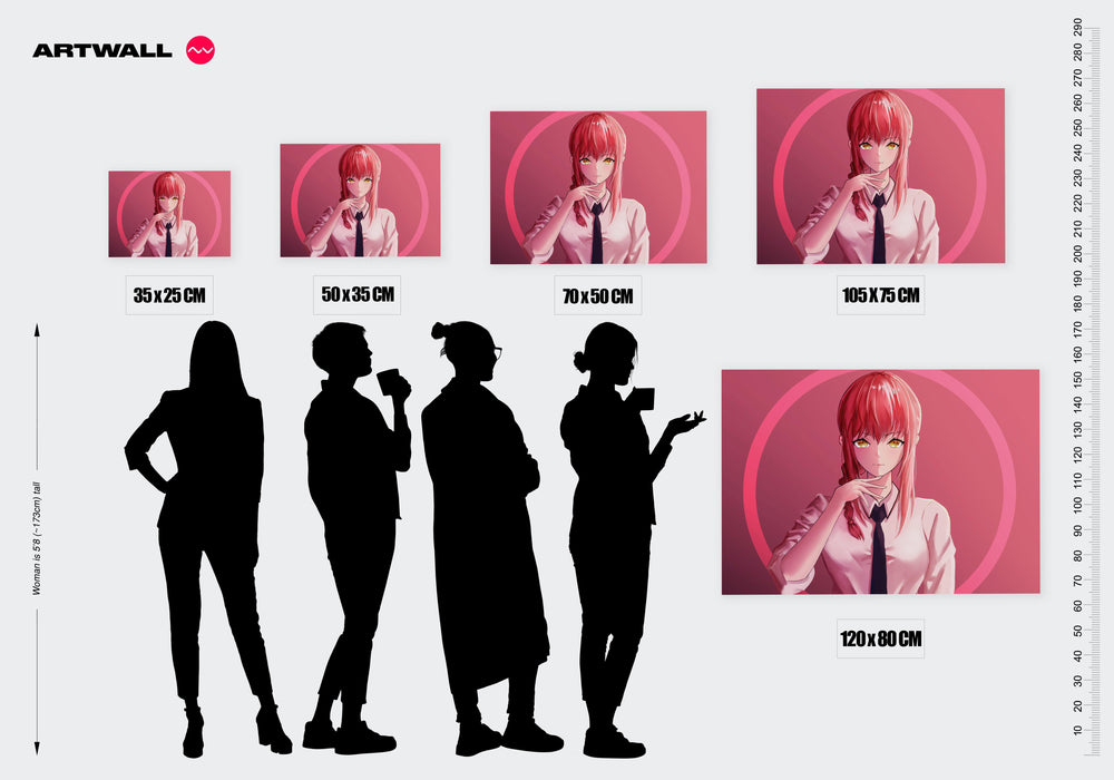 Tableau Chainsaw Man Femme Cercle Rose