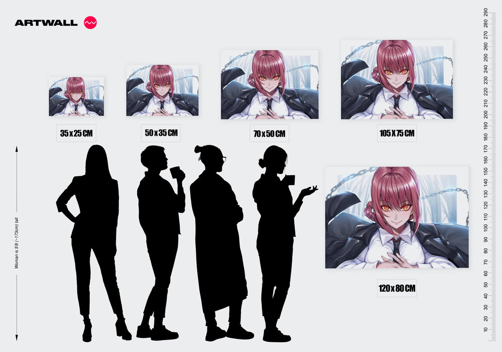 Tableau Chainsaw Man Femme Yeux Flamboyants