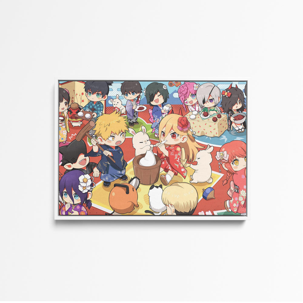 Tableau Chainsaw Man Fete Mochi Enfants