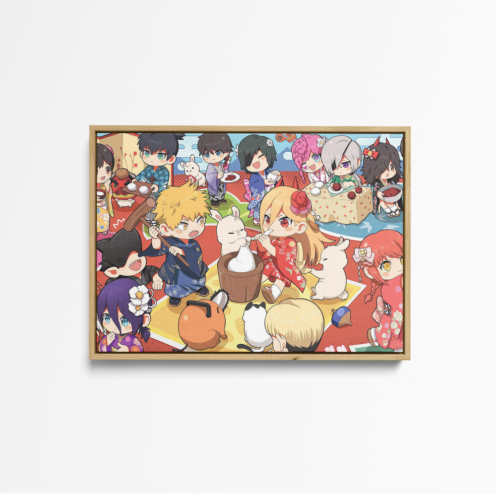 Tableau Chainsaw Man Fete Mochi Enfants