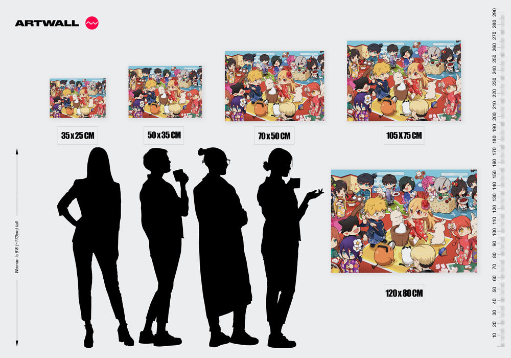 Tableau Chainsaw Man Fete Mochi Enfants
