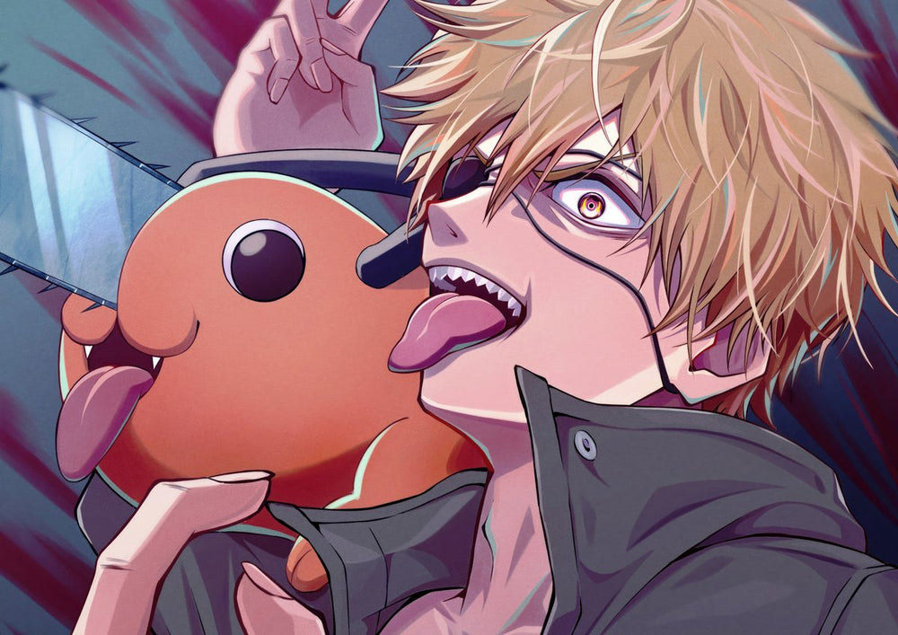 Tableau Chainsaw Man Lunettes Souriant Tronconneuse