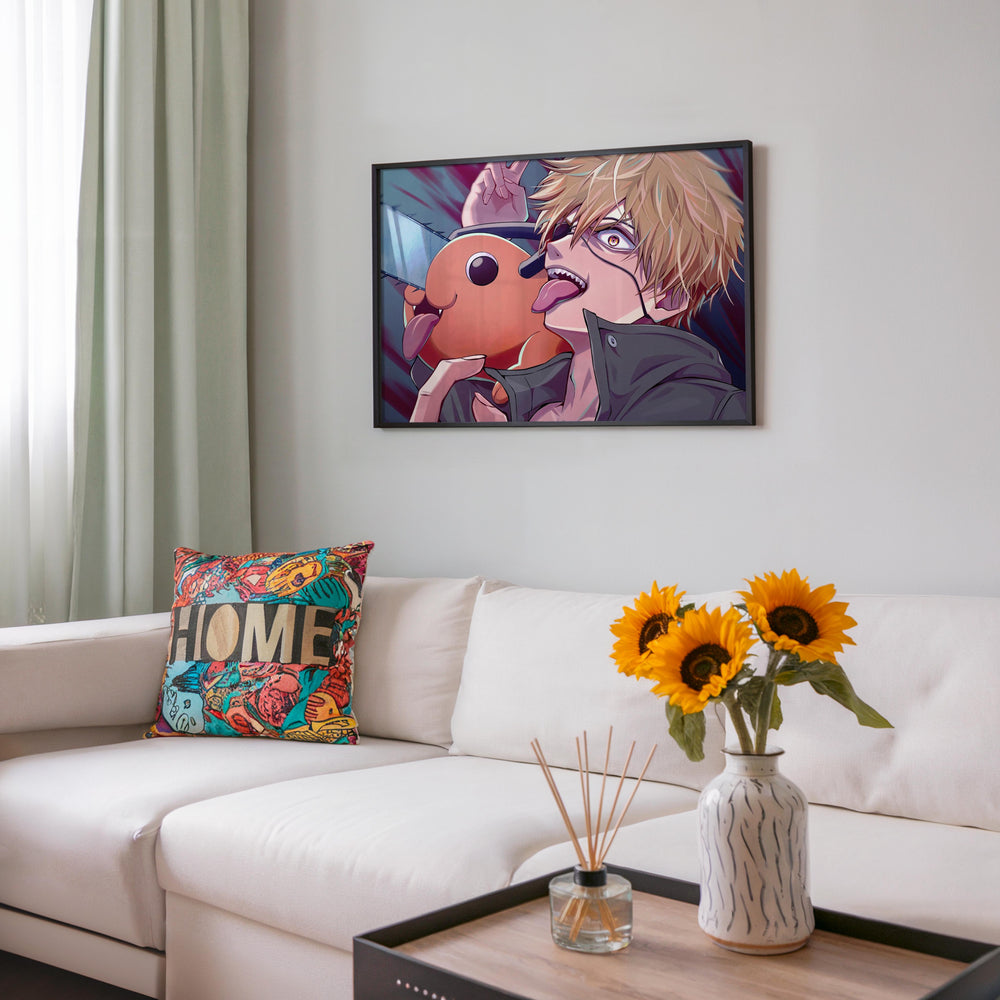Tableau Chainsaw Man Lunettes Souriant Tronconneuse