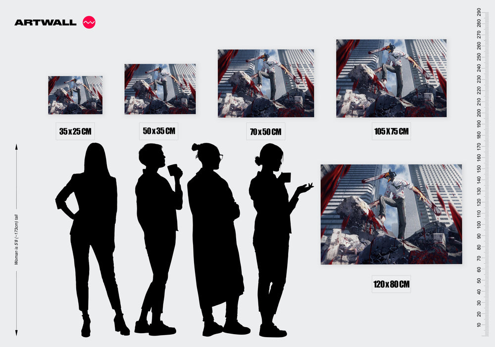 Tableau Chainsaw Man Tronconneuse Sanguinaire Triomphante