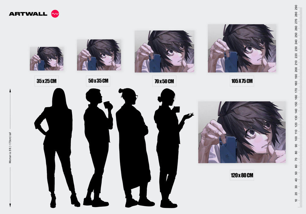 Tableau Death Note Personnage Concentre Smartphone