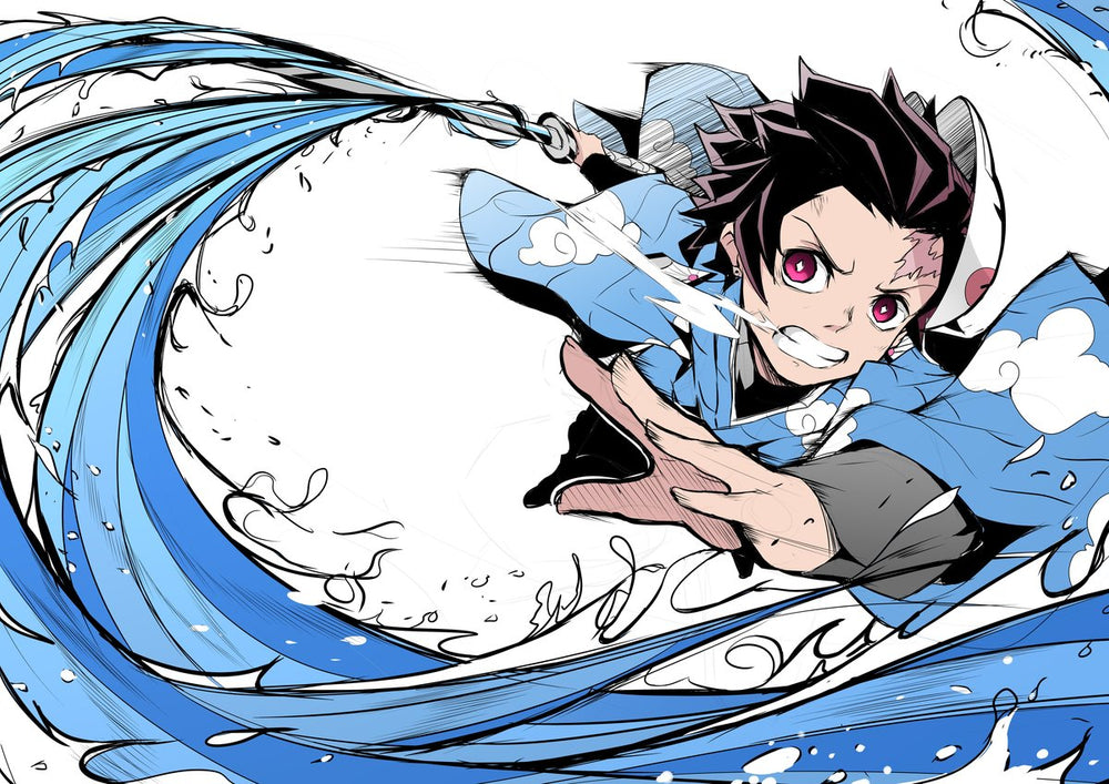 Tableau Demon Slayer Combat Aquatique Dynamique 1