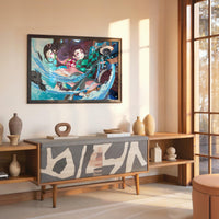 Tableau Demon Slayer Combat Aquatique Dynamique 1