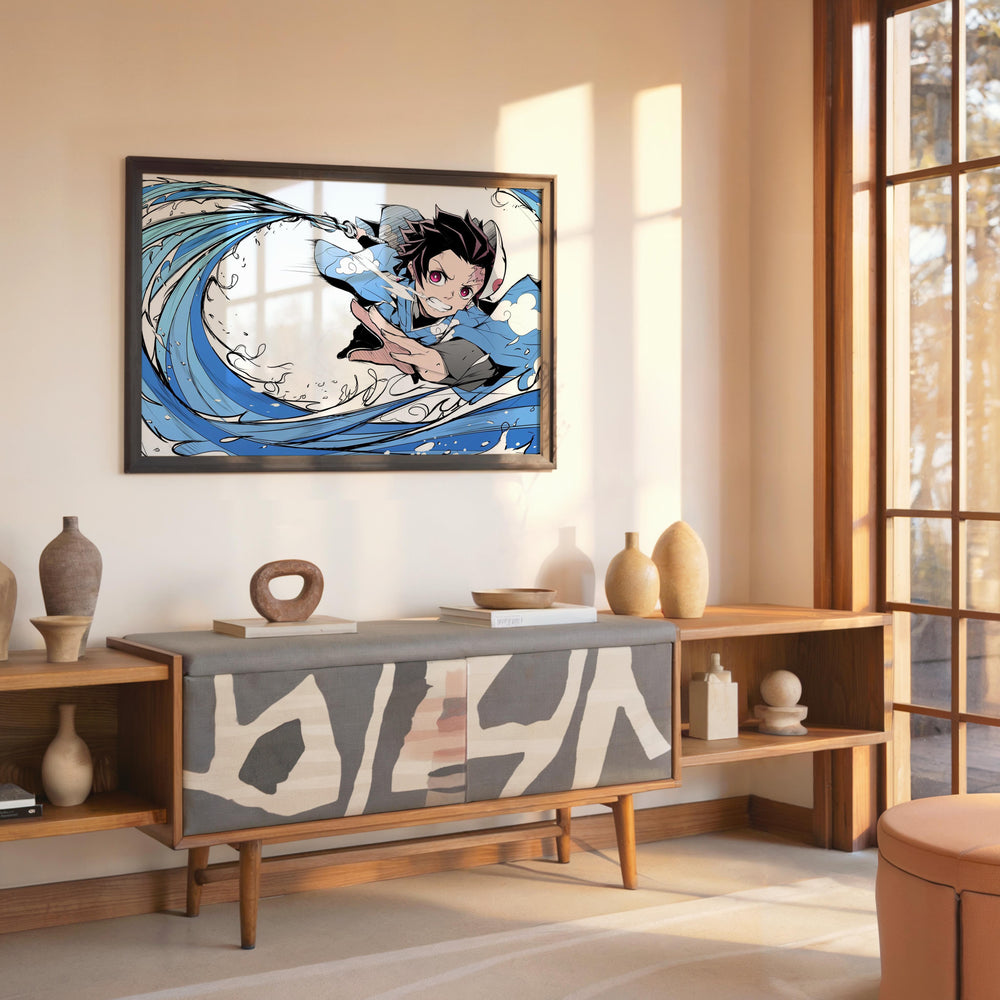 Tableau Demon Slayer Combat Aquatique Dynamique 1