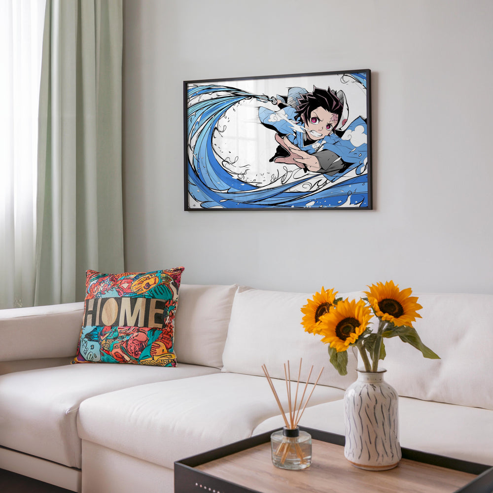 Tableau Demon Slayer Combat Aquatique Dynamique 1