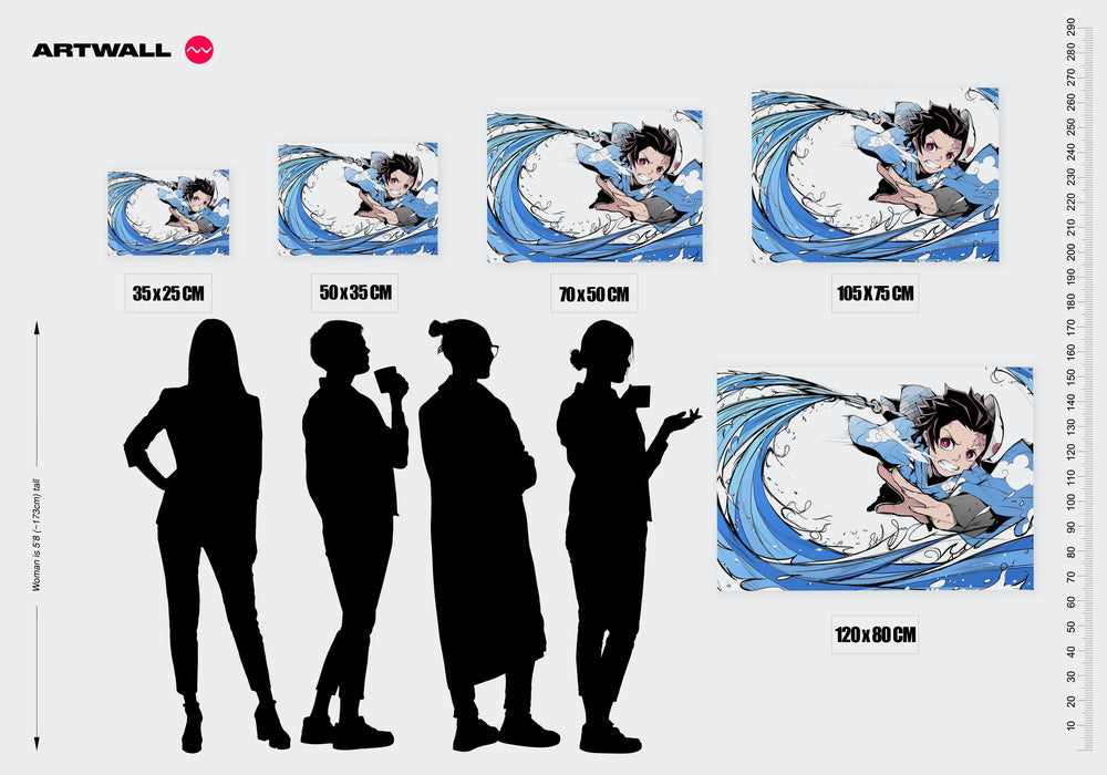 Tableau Demon Slayer Combat Aquatique Dynamique 1