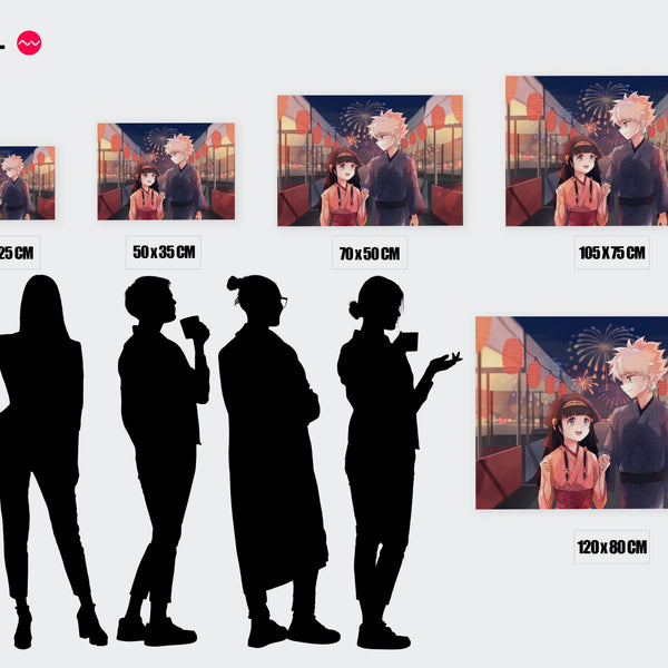 Tableau Hunter X Hunter Kimono Et Feux — Toile sur châssis