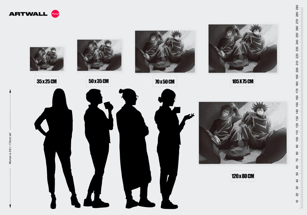 Tableau Jujutsu Kaisen Personnages Assis Reflechissant