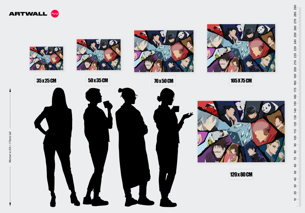 Tableau Jujutsu Kaisen Personnages Et Cube