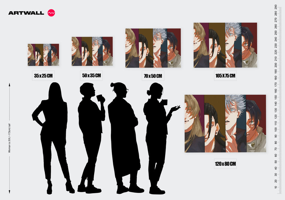 Tableau Jujutsu Kaisen Quatuor Intense Regards