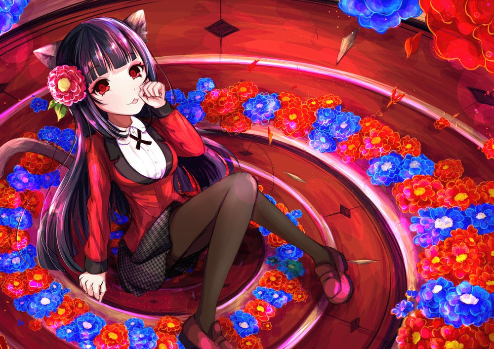 Tableau Kakegurui Chatte Elegante Florale