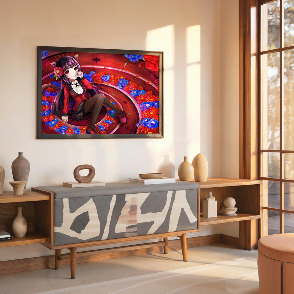 Tableau Kakegurui Chatte Elegante Florale