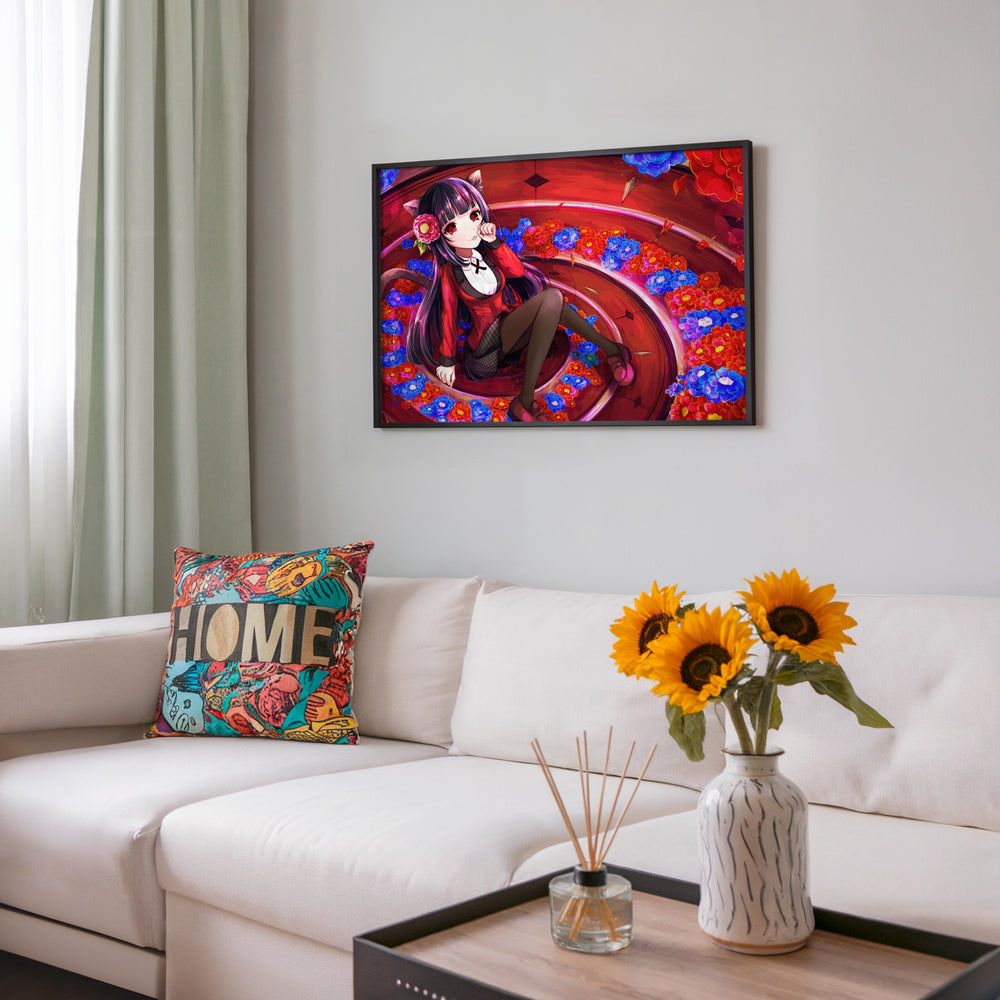 Tableau Kakegurui Chatte Elegante Florale