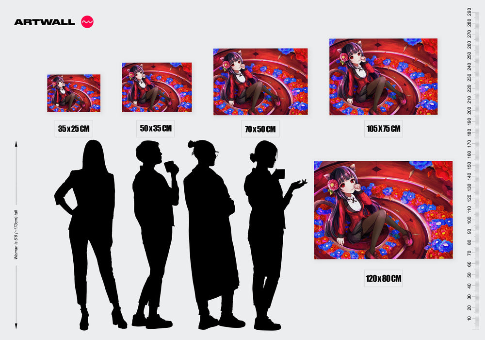 Tableau Kakegurui Chatte Elegante Florale