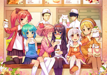 Tableau Magi Madoka Magica Amies Degustant Desserts