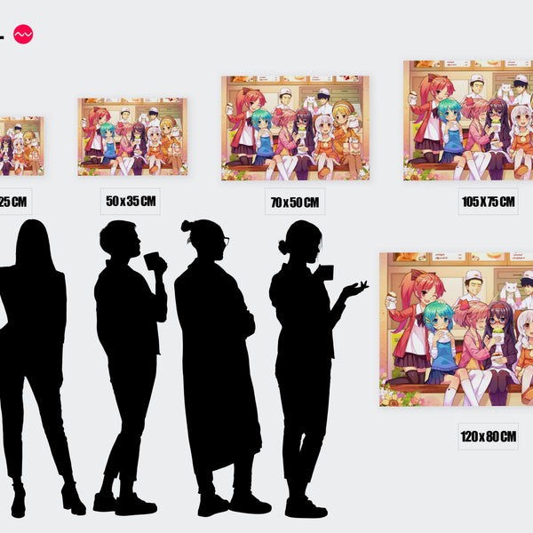 Tableau Magi Madoka Magica Amies Degustant Desserts — Toile sur châssis