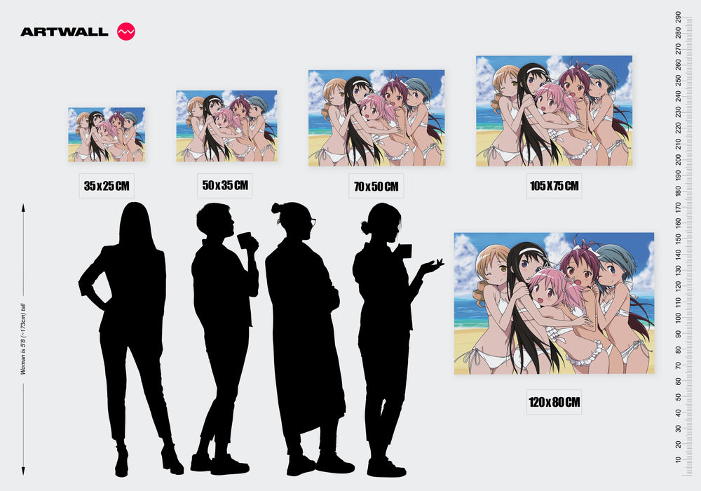 Tableau Magi Madoka Magica Amitie Plage Bikini