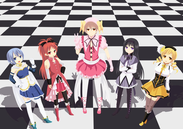 Tableau Magi Madoka Magica Cinq Magiciennes Colorees