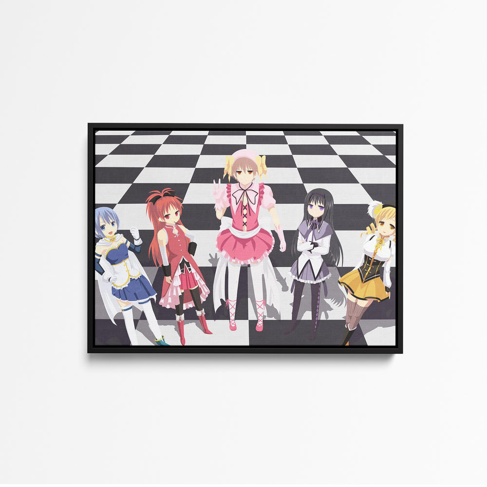 Tableau Magi Madoka Magica Cinq Magiciennes Colorees