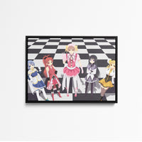Tableau Magi Madoka Magica Cinq Magiciennes Colorees
