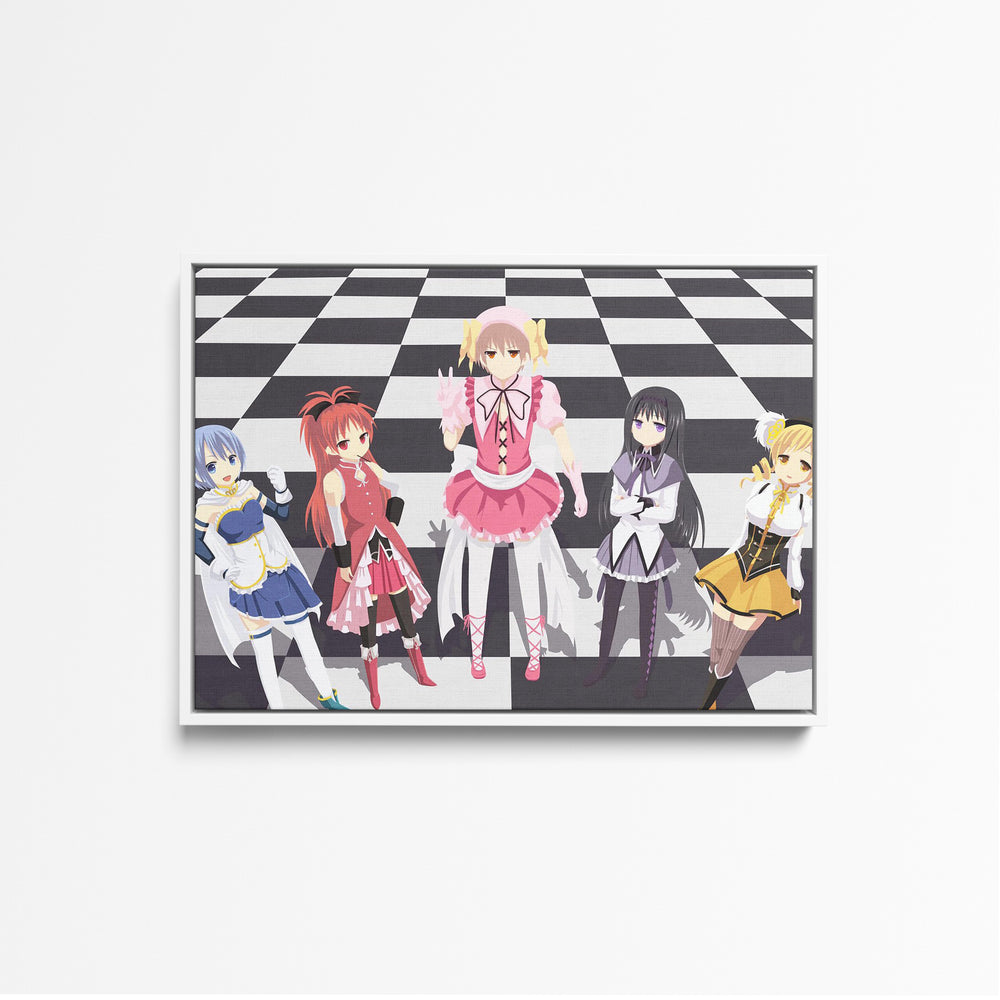 Tableau Magi Madoka Magica Cinq Magiciennes Colorees