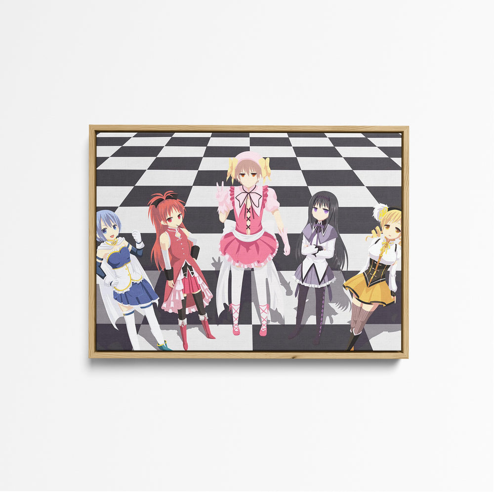 Tableau Magi Madoka Magica Cinq Magiciennes Colorees