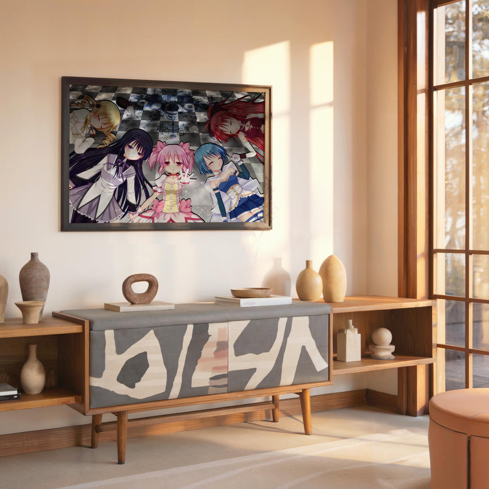 Tableau Magi Madoka Magica Personnages Main Panoramique