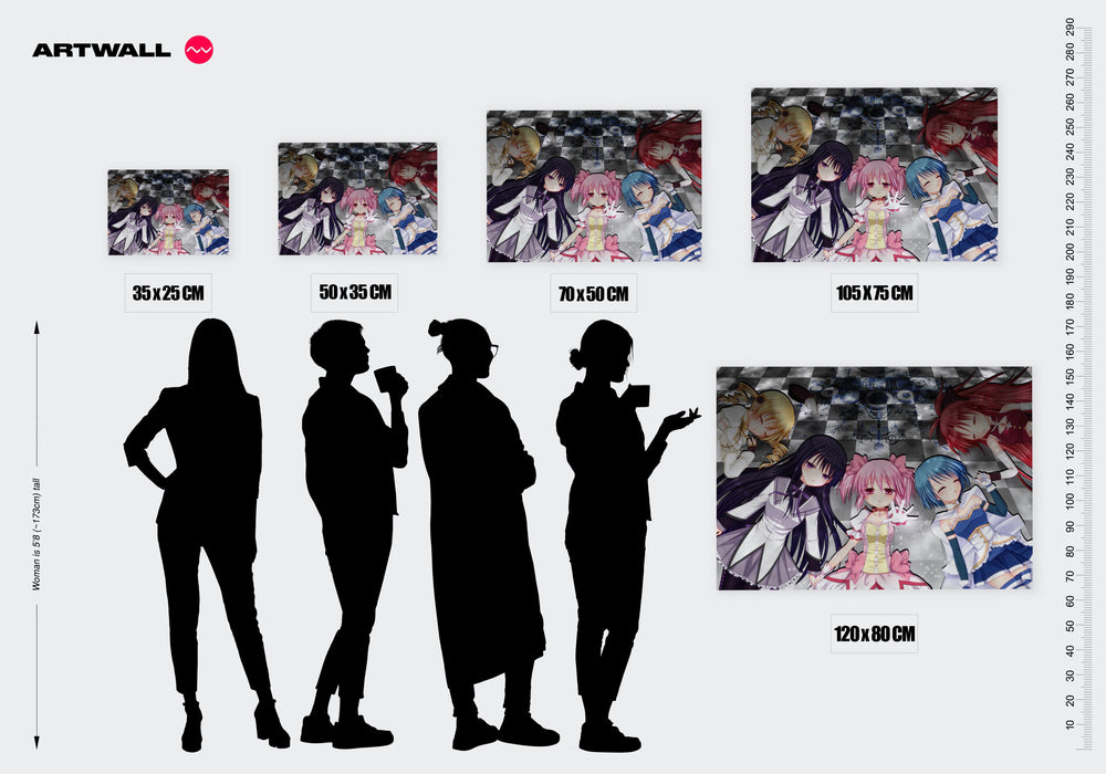 Tableau Magi Madoka Magica Personnages Main Panoramique