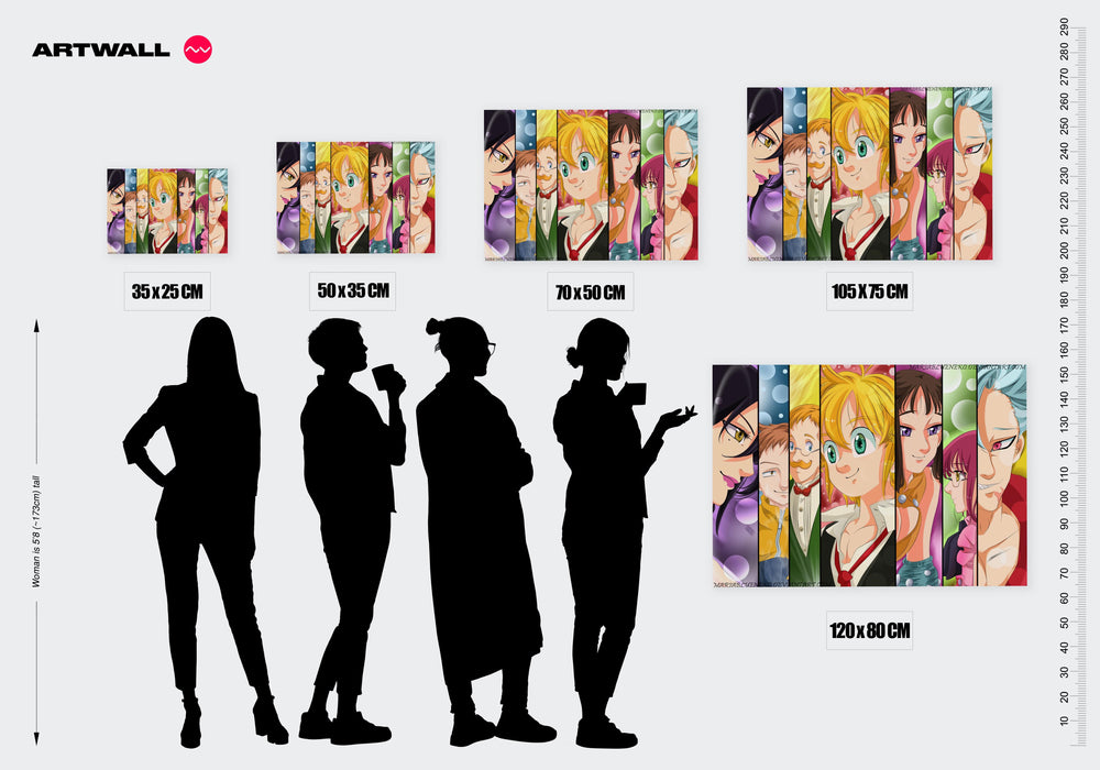 Tableau Nanatsu No Taizai Colores Personnages Alignes