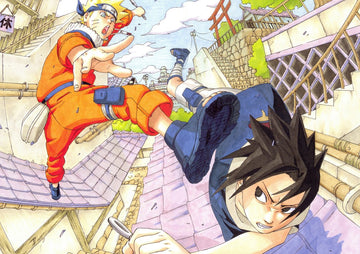 Tableau Naruto Combat Dynamique Toits