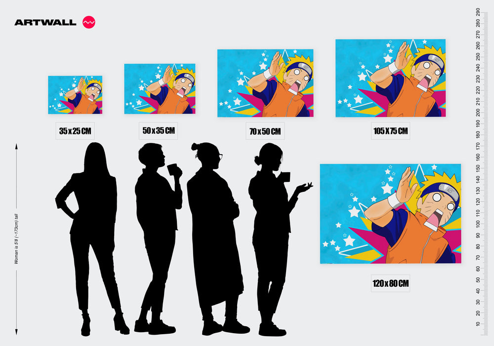 Tableau Naruto Cri Stupefait Colore