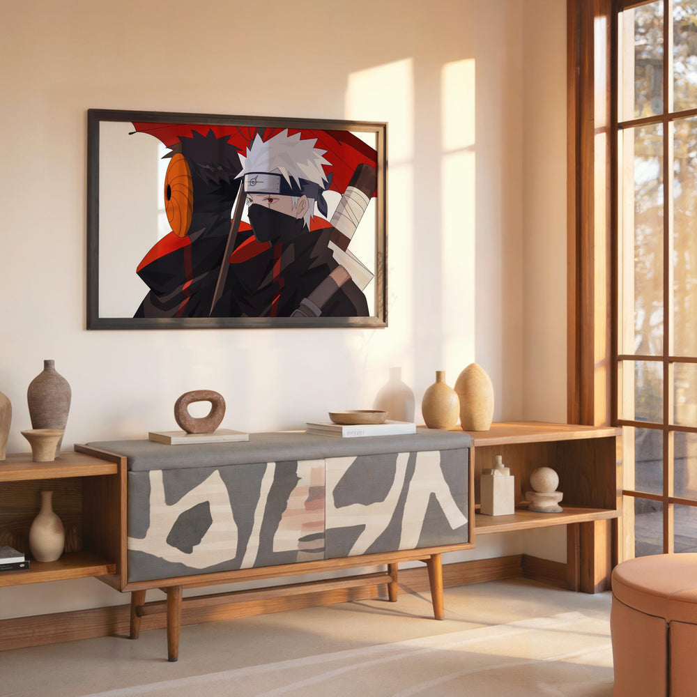 Tableau Naruto Personnages Parapluie Rouge
