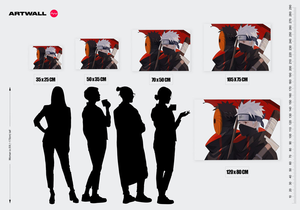 Tableau Naruto Personnages Parapluie Rouge