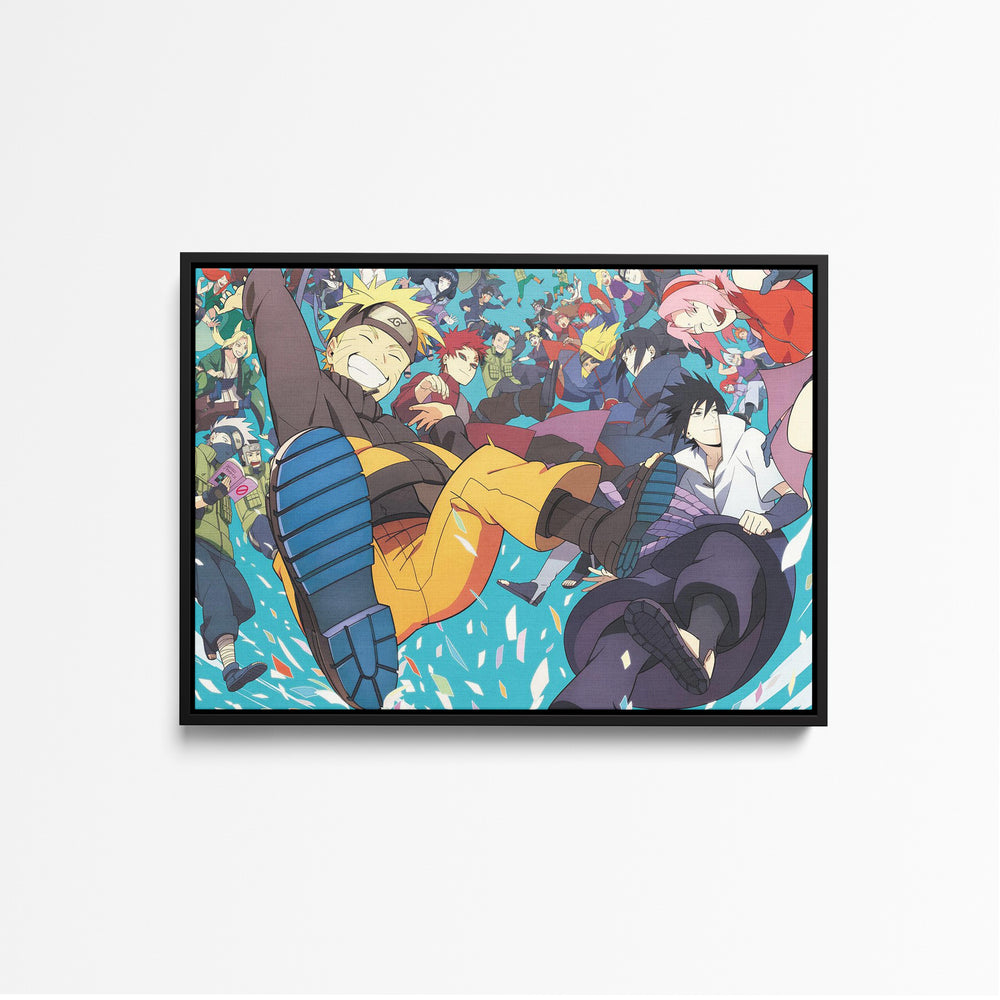 Tableau Naruto Personnages Sautant Ensemble