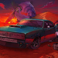 Tableau Neon Genesis Evangelion Voiture Desert Geant