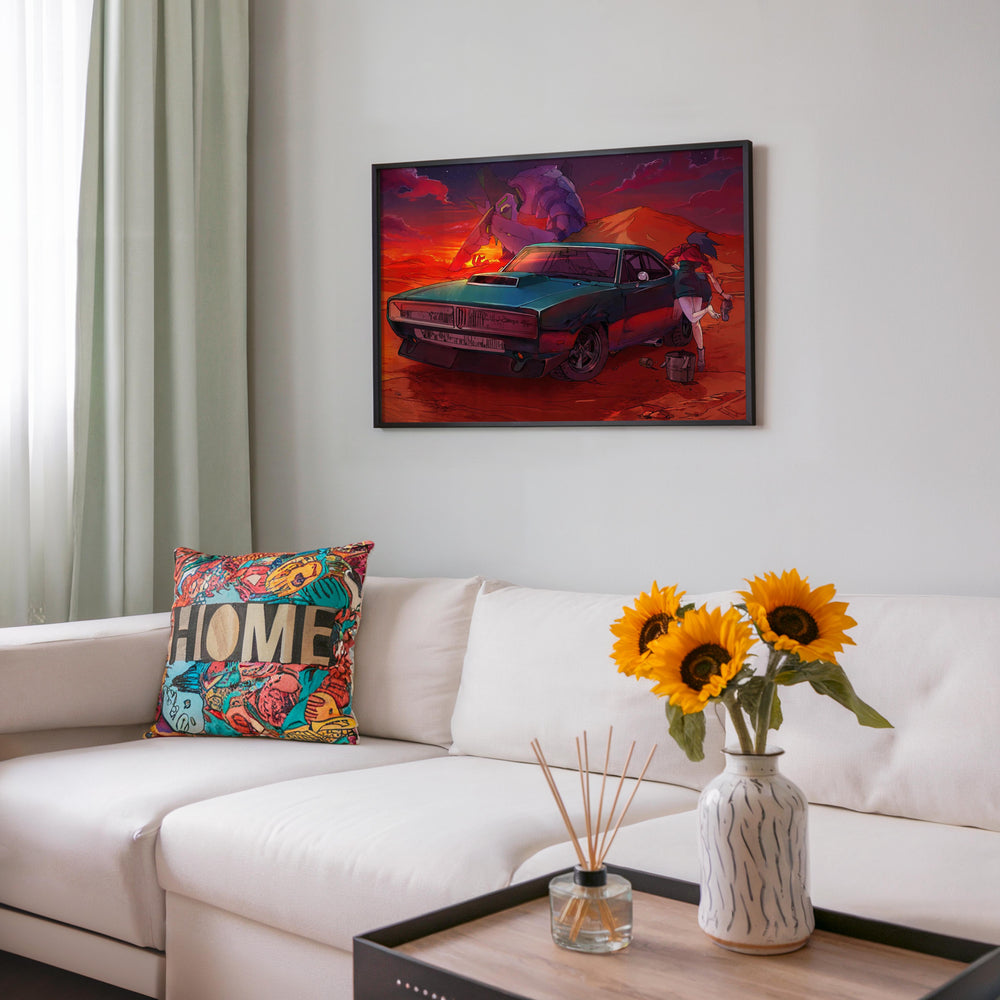 Tableau Neon Genesis Evangelion Voiture Desert Geant