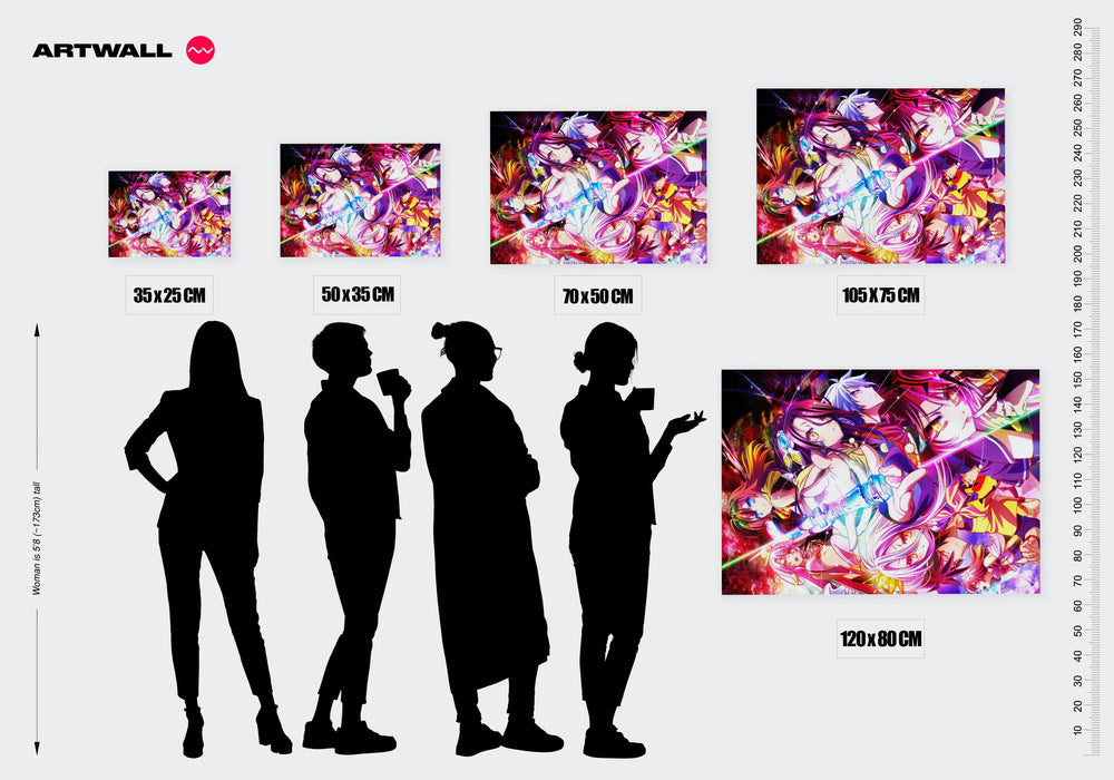 Tableau No Game No Life Personnages Flottants Colores