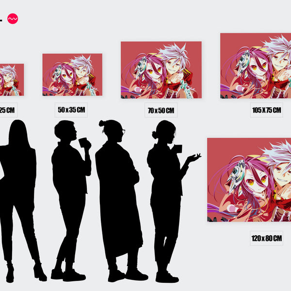 Tableau No Game No Life Sourire Complice Duo — Toile sur châssis