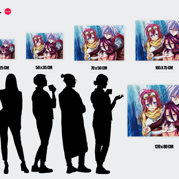 Tableau No Game No Life Sourires Et Etreintes — Toile sur châssis