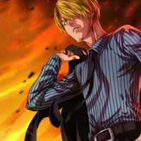 Tableau One Piece Homme Face Flammes
