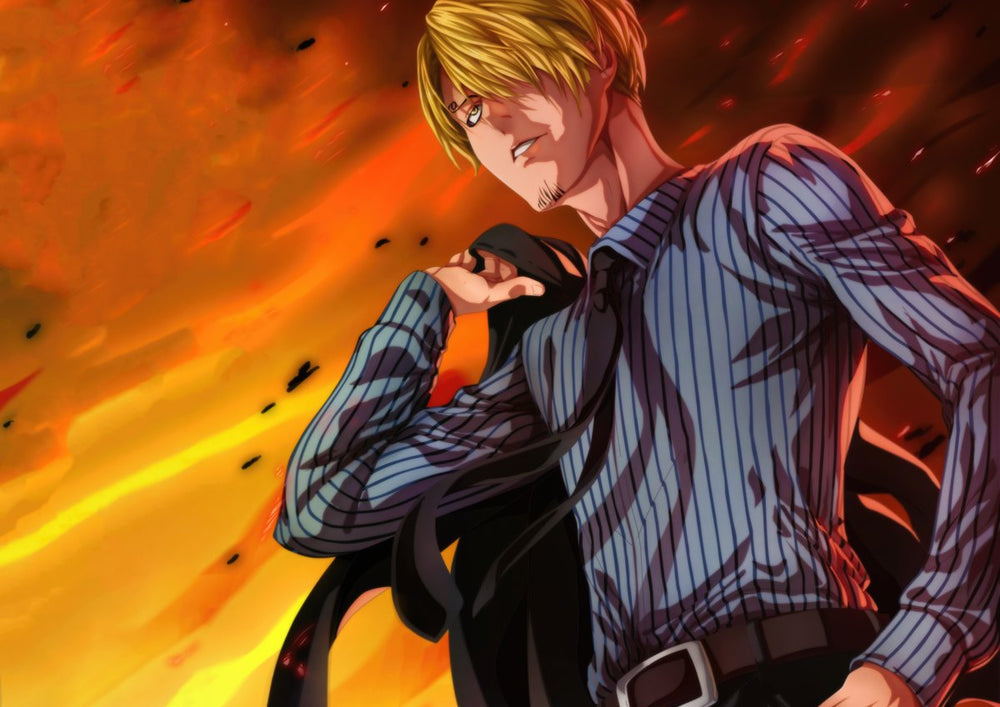Tableau One Piece Homme Face Flammes