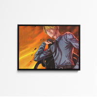 Tableau One Piece Homme Face Flammes