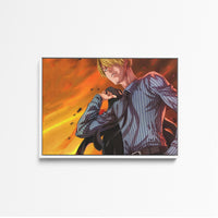 Tableau One Piece Homme Face Flammes