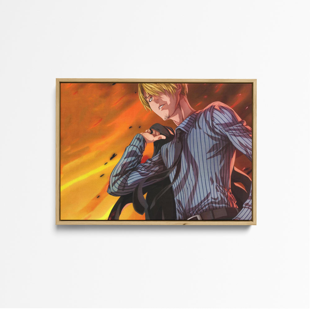 Tableau One Piece Homme Face Flammes